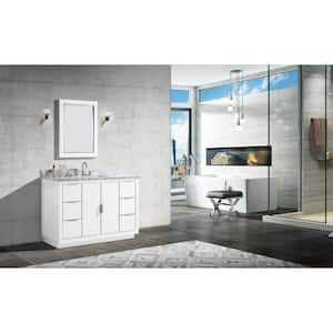 Austen 49 in. W x 22 in. D Bath Vanity in White/Silver Trim with Marble Vanity Top in Carrara White with White Basin