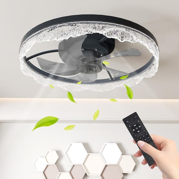 16 in. W Decorative LED Ceiling Fan Light with Remote Control, APP for Bedrooms, Living Rooms, and Offices (D)