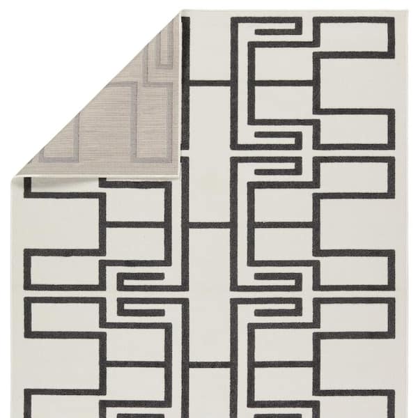 Odion 6 ft. x 9 ft. White/Charcoal Geometric Indoor/Outdoor Area Rug