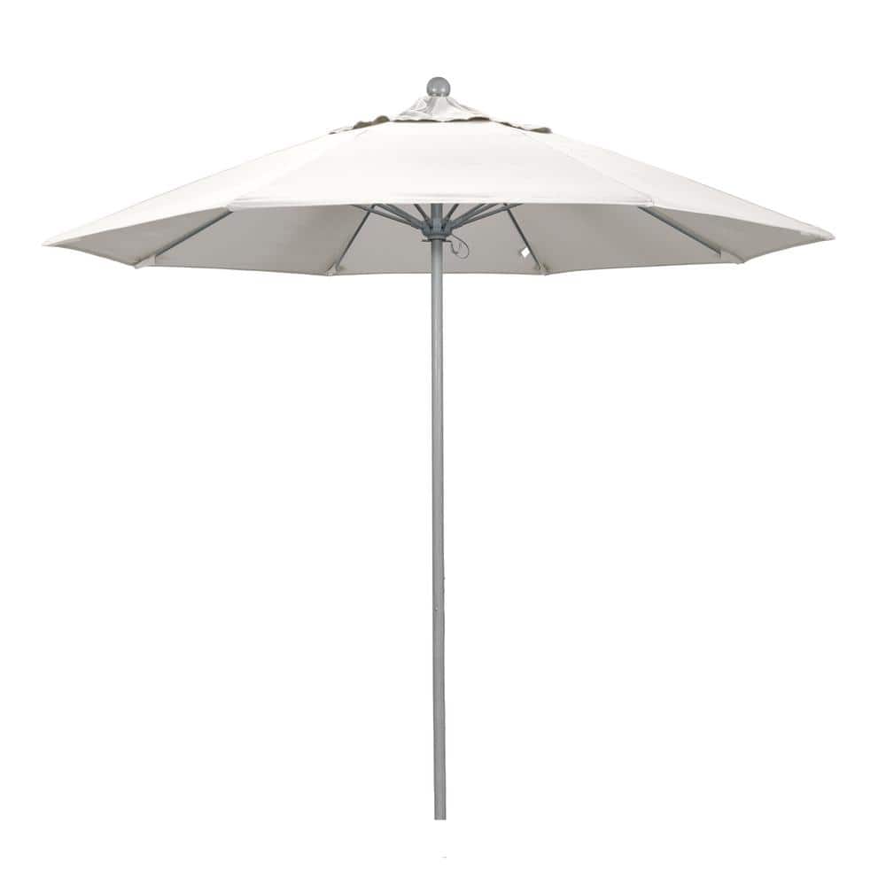 9 ft. Gray Woodgrain Aluminum Commercial Market Patio Umbrella Fiberglass Ribs and Push Lift in Natural Sunbrella price history on PriceWatchPro