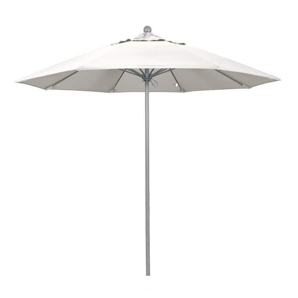 California Umbrella 9 ft. Gray Woodgrain Aluminum Commercial Market Patio Umbrella Fiberglass Ribs and Push Lift in Natural Sunbrella