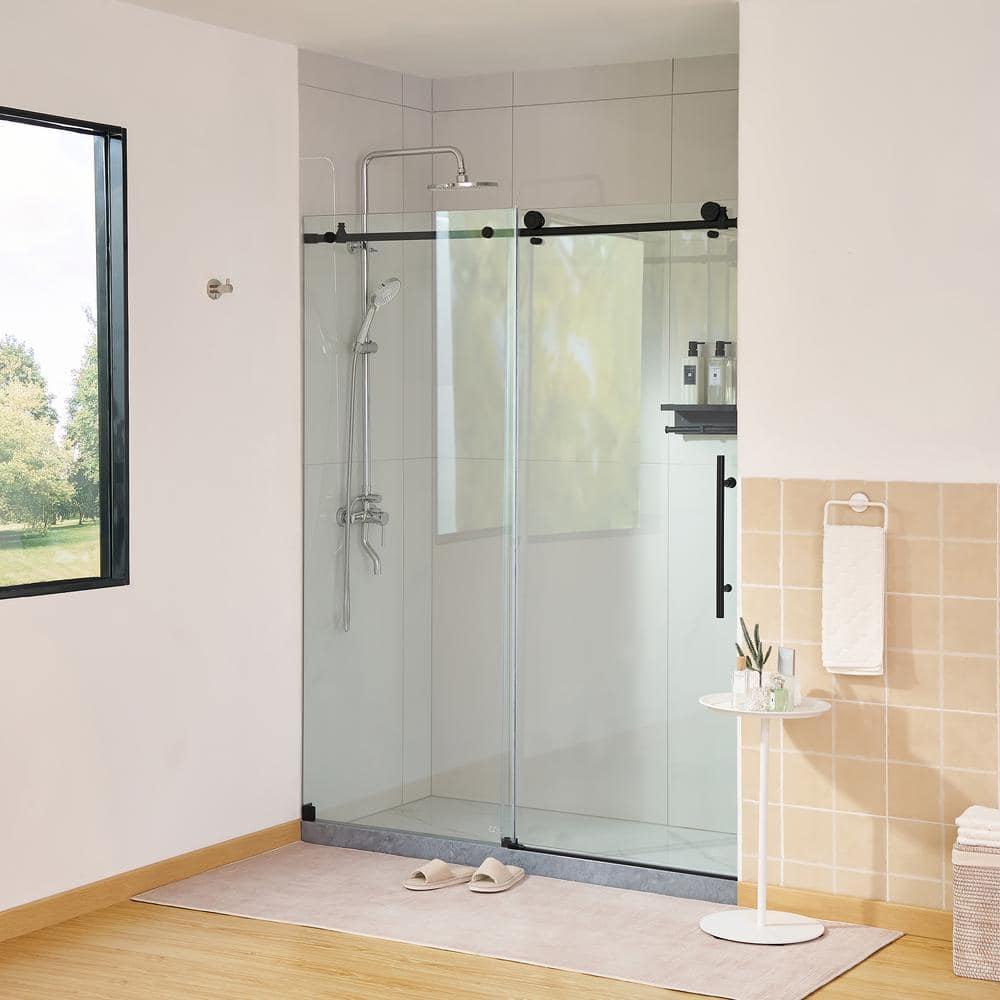 76 in. H x 60 in. W Frameless Sliding Shower Door with Clear Tempered Glass