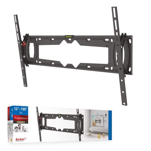Barkan a Better Point of View Barkan 32" to 90" Tilt Flat / Curved TV Wall Mount, Black, Auto Locking Patent, Touch & Tilt, Bubble Level Included