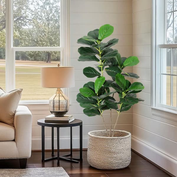 Garvee 4 ft. Artificial Ficus Lyrata Plants Trees In Pot, Tall
