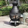 HeatMaxx 45 in. Outdoor Fireplace Wooden Black Fire Pit, Chimenea ...