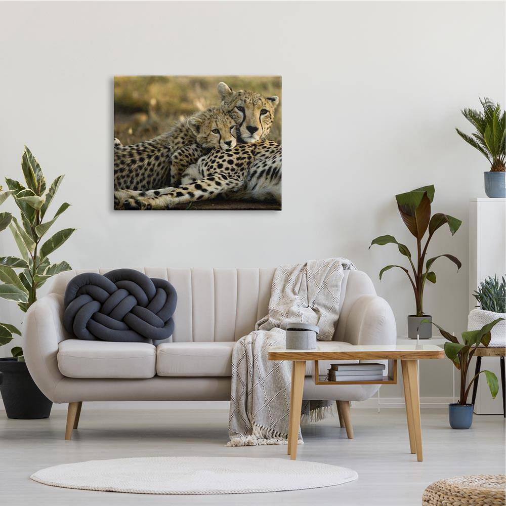 Cheetah Family Mother with Cub 30x40 Canvas Wall Art