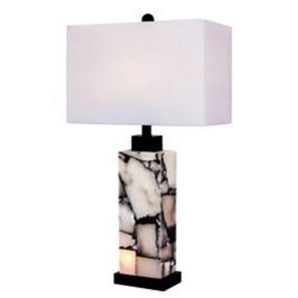 Fangio Lighting m.r. Lamp and Shade 28.5 in. Grey and Black Stone Table Lamp with Nightlight