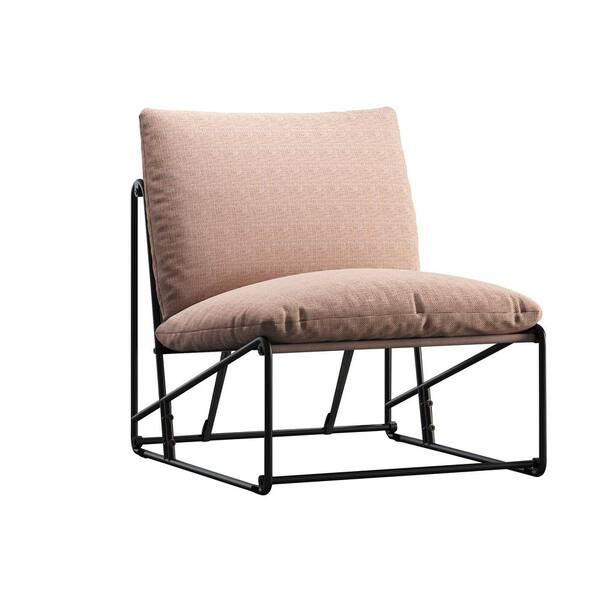 TWT Black Metal Outdoor Lounge Chair Outdoor Couches with Oatmeal back Cushion and Seat Cushion