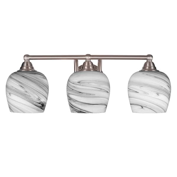 Unbranded Madison 7.75 in. 3-Light Bath Bar, Brushed Nickel, Onyx Swirl Glass Vanity Light