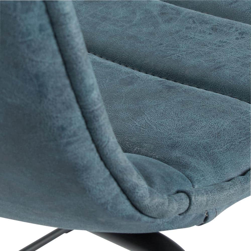 Navy Faux Leather Metal Frame Stackable Armless Chair