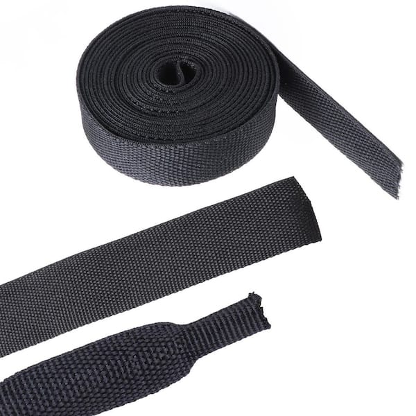 2 in 1 Heat Shrink Braided Sleeving Fabric Tubing for Abrasion Resistant Cable Wire Hose Protection, 1 Roll