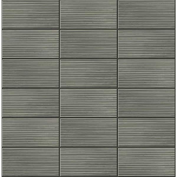 LILLIAN AUGUST 30.75 sq. ft. Luxe Haven Charcoal Rib Tile Vinyl Peel and Stick Wallpaper Roll