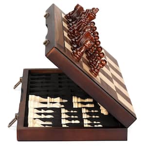 Folding Portable Magnetic Wooden Chess Board Set with Handmade Pieces