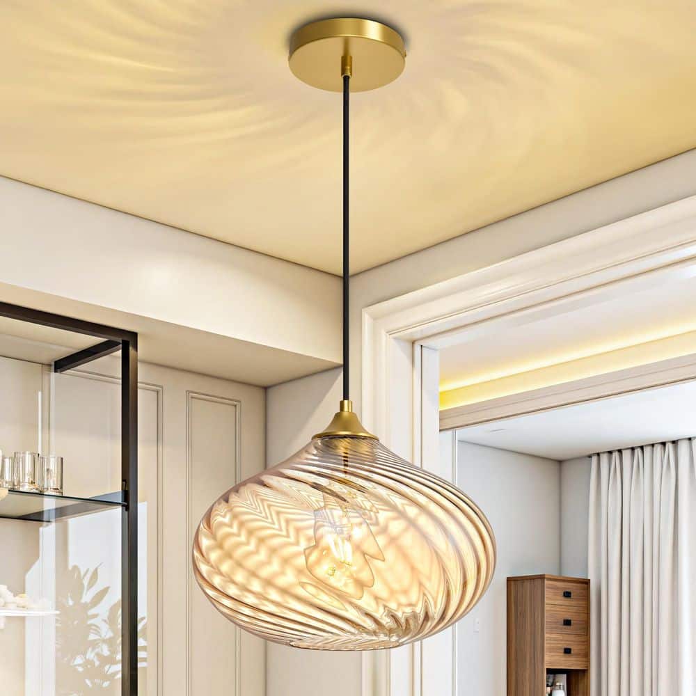 Deyidn Modern 11.02 in.1-Light Pendant Light with a Water Ripple Shape ...