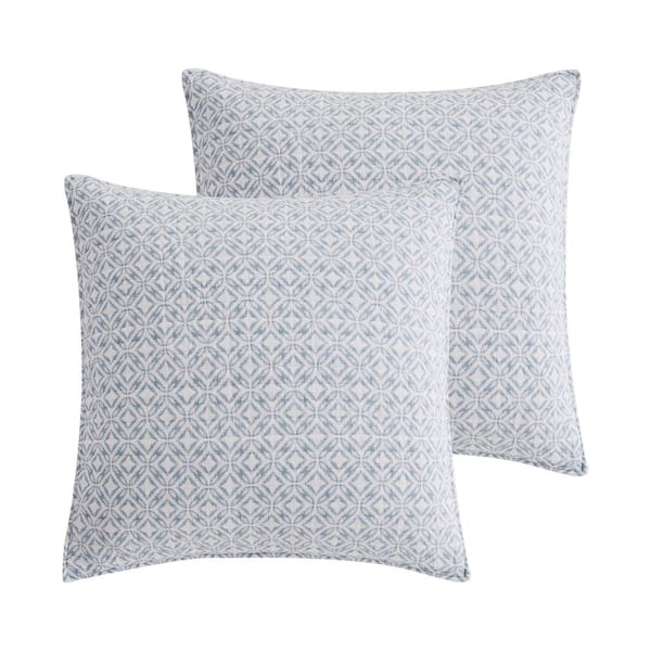 LEVTEX HOME SunSet Bay Blue and Cream Medallion Cotton 26 in. x 26 in. Euro Sham (Set of 2)