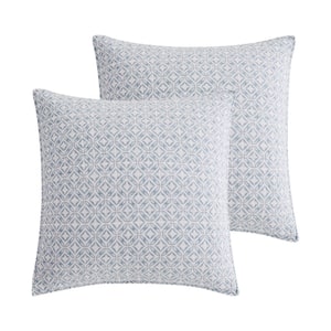 SunSet Bay Blue and Cream Medallion Cotton 26 in. x 26 in. Euro Sham (Set of 2)
