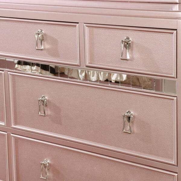 Furniture of America Kloe 2-Piece Rose Gold 7-Drawer 64 in. Dresser with Mirror IDF-7170RG-DM