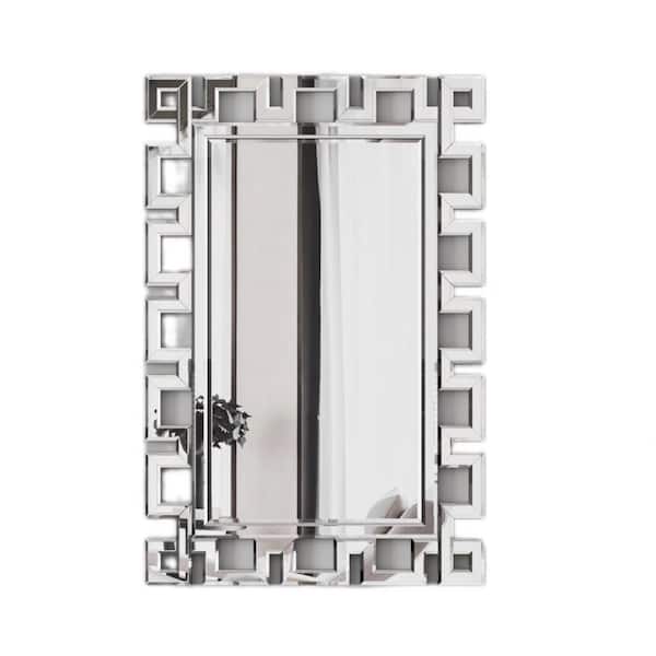 Unbranded Silver 24 in. W x 36 in. H Large Rectangle Frame Wall-Mounted Decorative Mirror for Living Room, Bedroom, Entryway