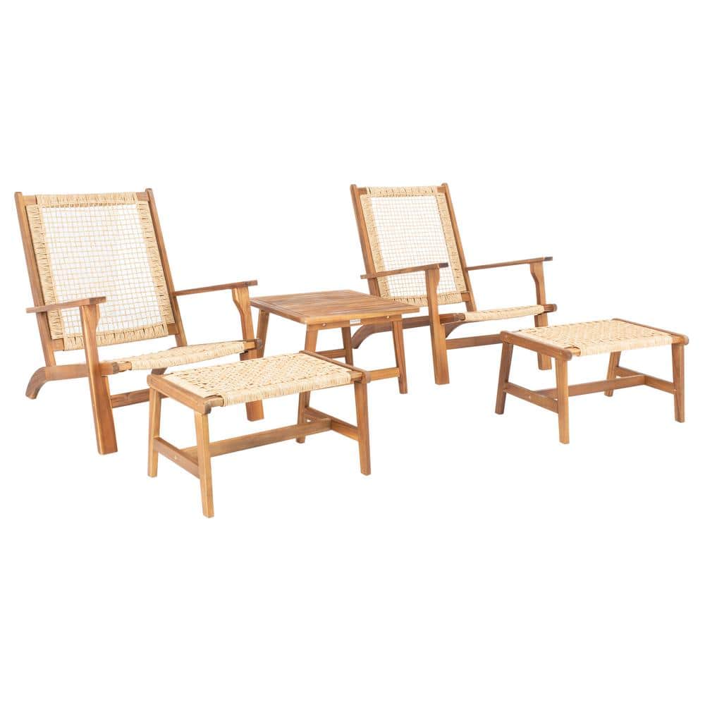 Chantelle Natural Acacia and Rattan 5-Piece Patio Set