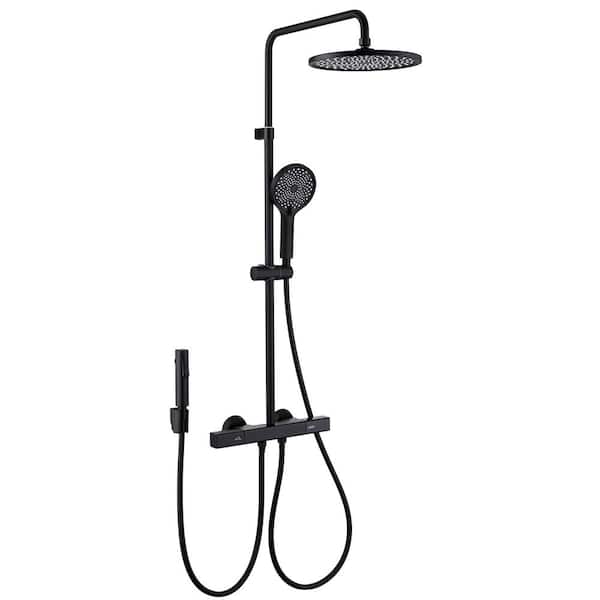 WELLFOR 3-Spray Patterns with 2.9 GPM 10 in. Wall Mount Dual Shower Heads in Spot Resist Matte Black