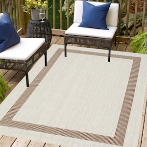 Azelia Ivory and Brick 10 ft. x 13 ft. Indoor/Outdoor Area Rug