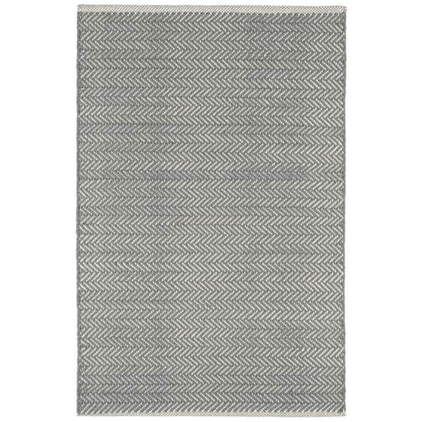 Herringbone Handwoven Cotton Slate Grey 5 ft. x 8 ft. Indoor Area Rug