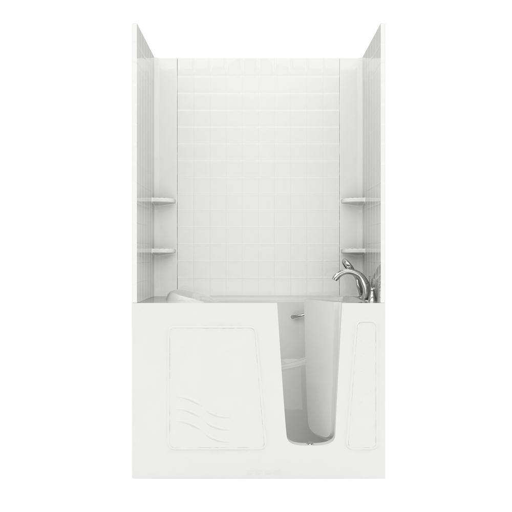 Rampart 4.5 ft. Walk-in Air Bathtub with 4 in. Tile Easy Up Adhesive Wall Surround in White price history on PriceWatchPro