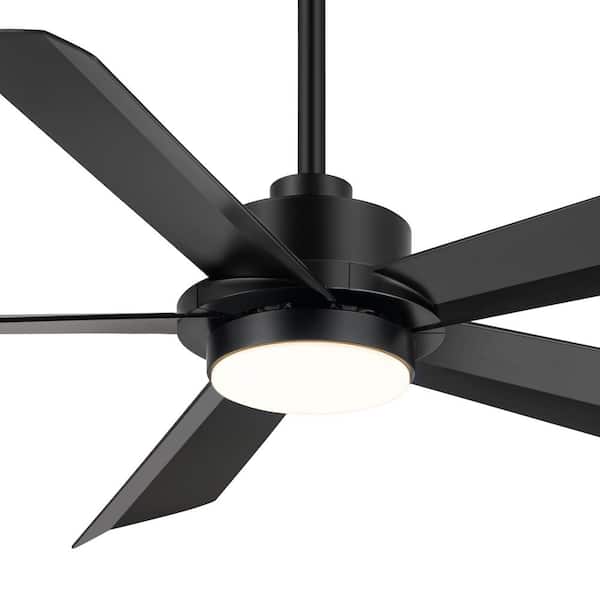 Lamober 56 in. Indoor Black Large Downrod Ceiling Fan with Adjustable White Integrated LED with 5-Black Blades and Remote
