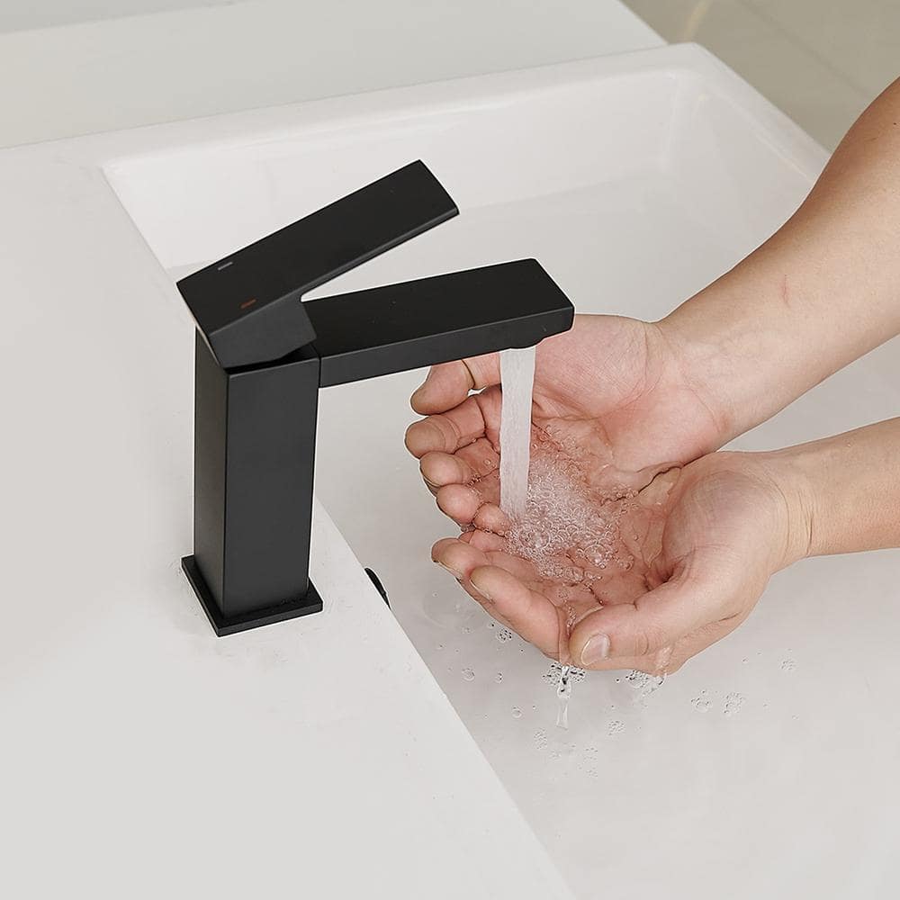 Matte Black Stainless Steel Single-Handle Bathroom Faucet