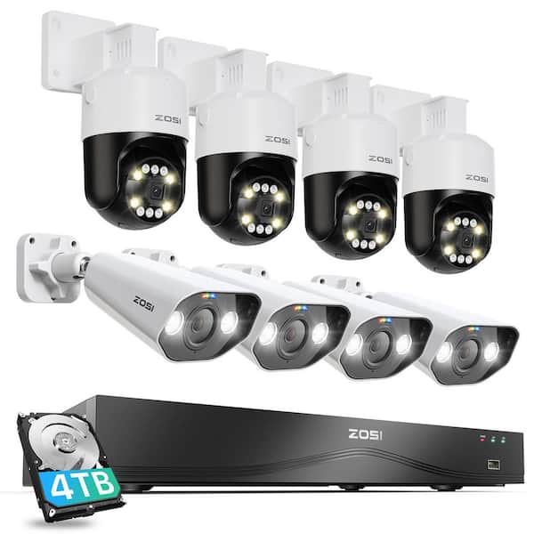 4K UHD 16-Channel (Up to 32CH) POE 4TB NVR Smart Security Camera System with 8Pcs 8MP Wired Outdoor Cameras