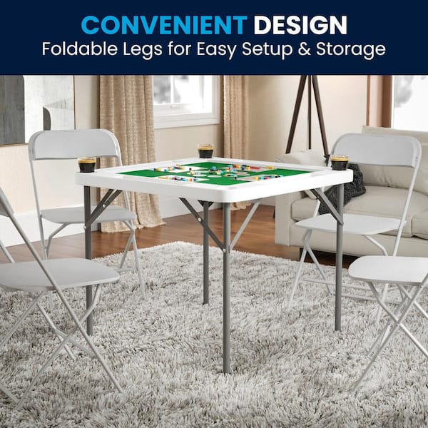 Flash Furniture 34.5-in x 34.5-in Indoor Square Plastic White Folding Table Flash Furniture 34.5-in x 34.5-in Indoor Square Plastic White Folding Table