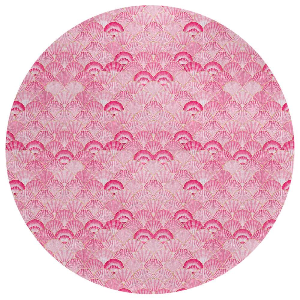 Surfside Pink 8 ft. x 8 ft. Geometric Indoor/Outdoor Area Rug