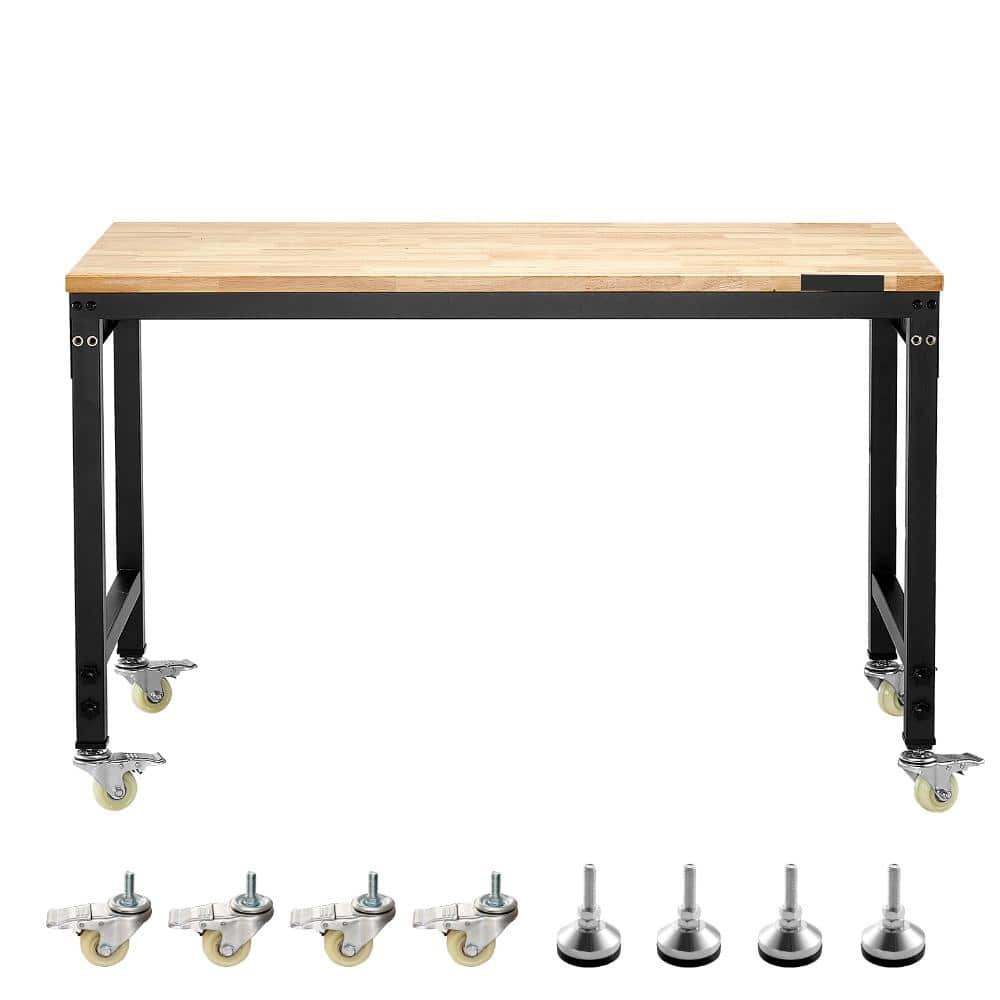 48 in. W x 24 in. D Adjustable Height Natural Workbench Table with Wheels and Power Outlet, Weight Capacity 2000 LBS price history on PriceWatchPro