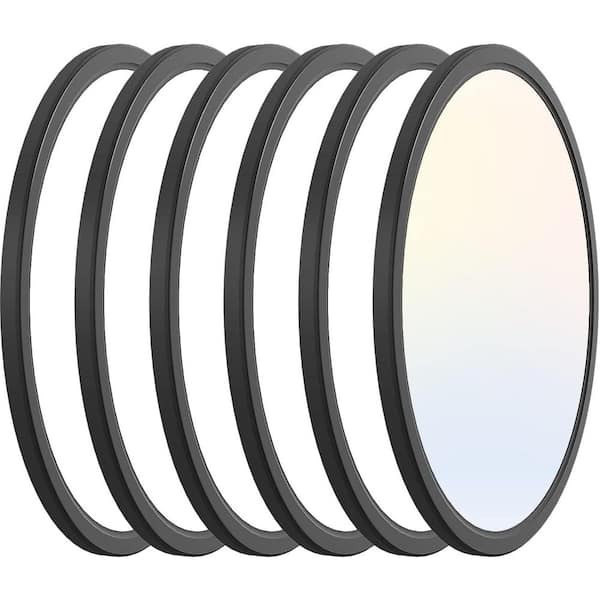 EKIEUDL 12 in. 28-Watt Black Integrated LED Flush Mount with White Polycarbonate ShadeRound Light Fixture for Bedroom