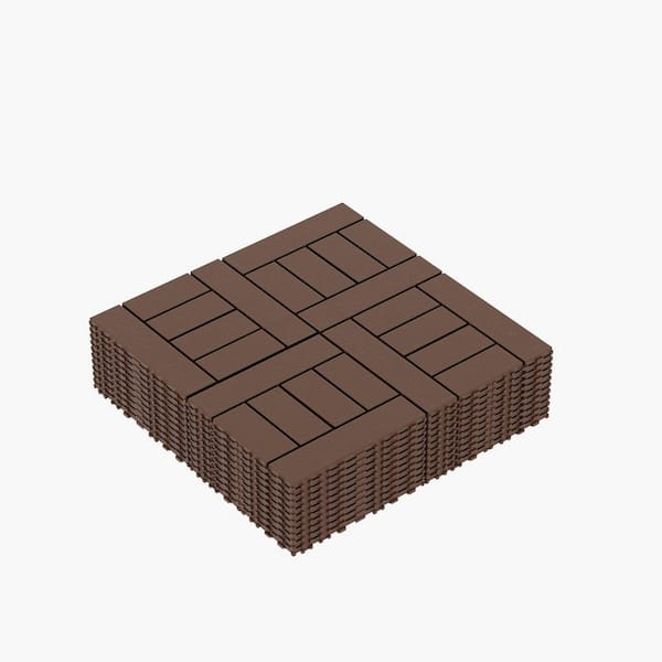 12 in. x 12 in. x 0.75 in. x 44 sq. ft. Red Brown DIY Module Interlocking Decking Tiles Floor Tile, for Porch (44-Pack)