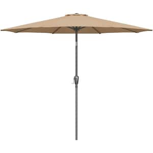 9 ft. Steel Metal Market Crank and Tilt Patio Umbrella in Tan