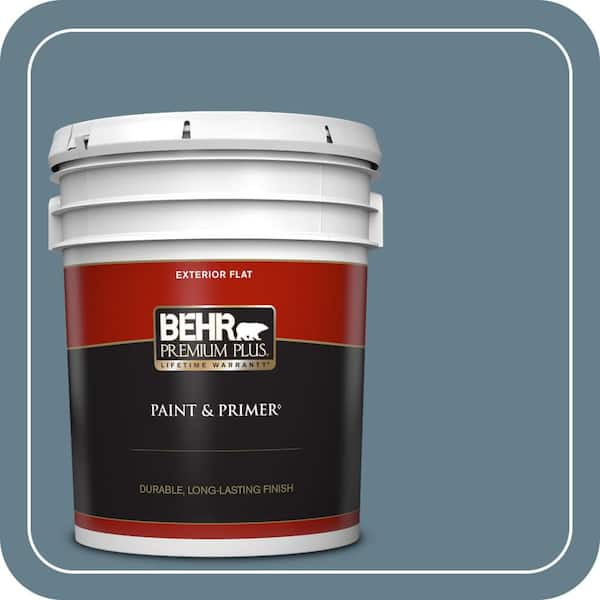 BEHR PREMIUM PLUS 5 gal. #ECC-31-1 Windy Seas Flat Exterior Paint & Primer
