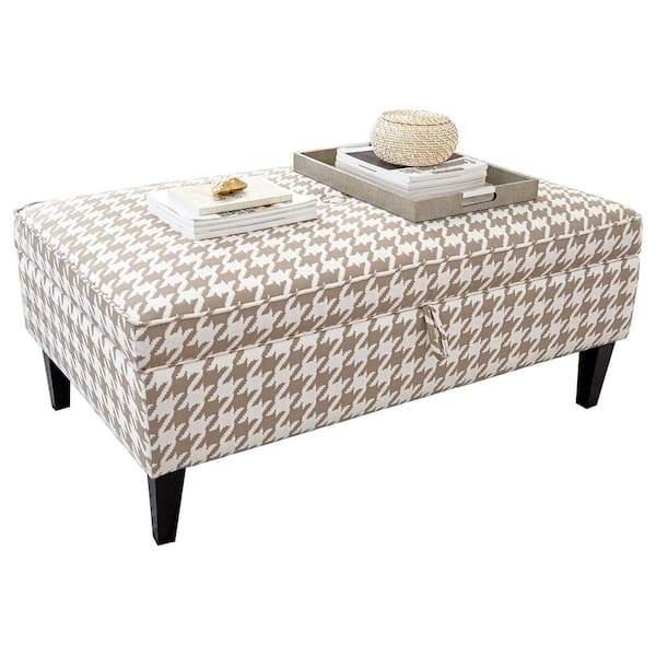 Coaster Mcloughlin Beige and White Flat Weave Upholstered Storage Ottoman
