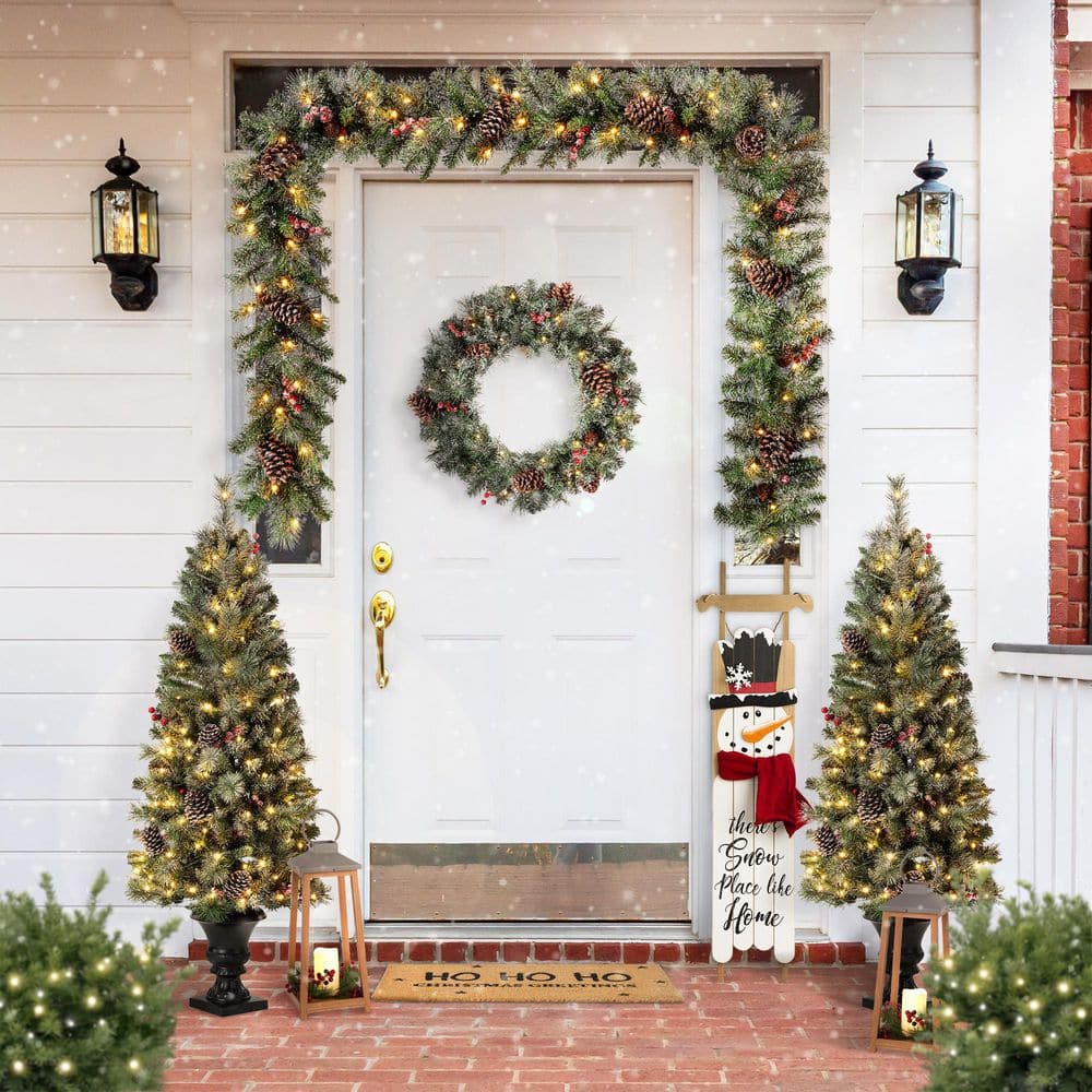42-Inch Rustic Wooden Snowman Welcome Porch Sign