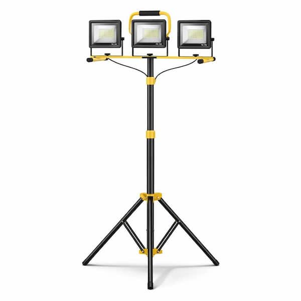 110V LED Work Lights with Stand, 21000 Lumen, 3-Head Adjustable Work Light, Waterproof Foldable Tripod, Extended Cord