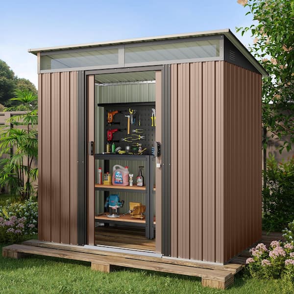 Lofka 6 ft. x 4 ft. (24 sq. ft.) Metal Garden Shed with Sliding