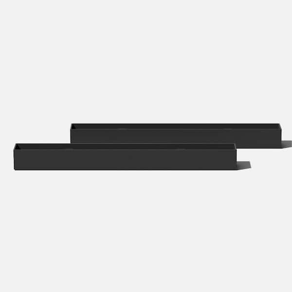 Geo Series Trough 32 in. Black Plastic Planter (2-Pack)