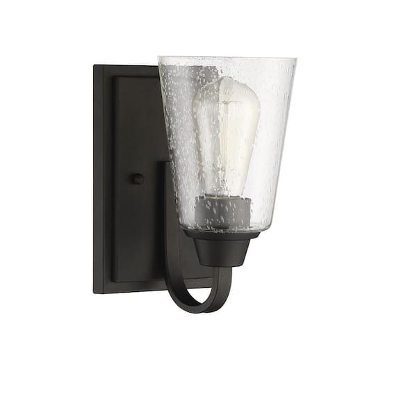 CRAFTMADE Grace 5.13 in. 1-Light Espresso Finish Wall Sconce with Clear Seeded Glass