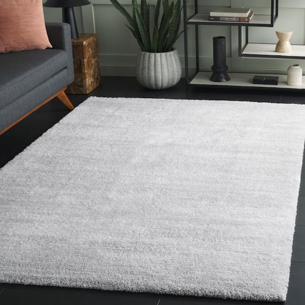 Jasmine Shag 7 ft. x 7 ft. Light Gray/Ivory Distressed Striped Square Area Rug