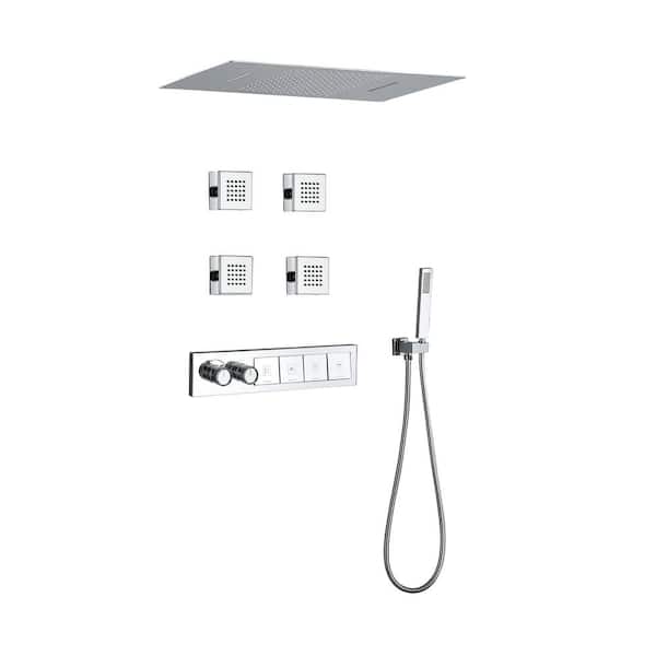 4-Spray Double Handled Ceiling Mount Shower Head Tub and Shower Faucet 1. 59 GPM in Chrome