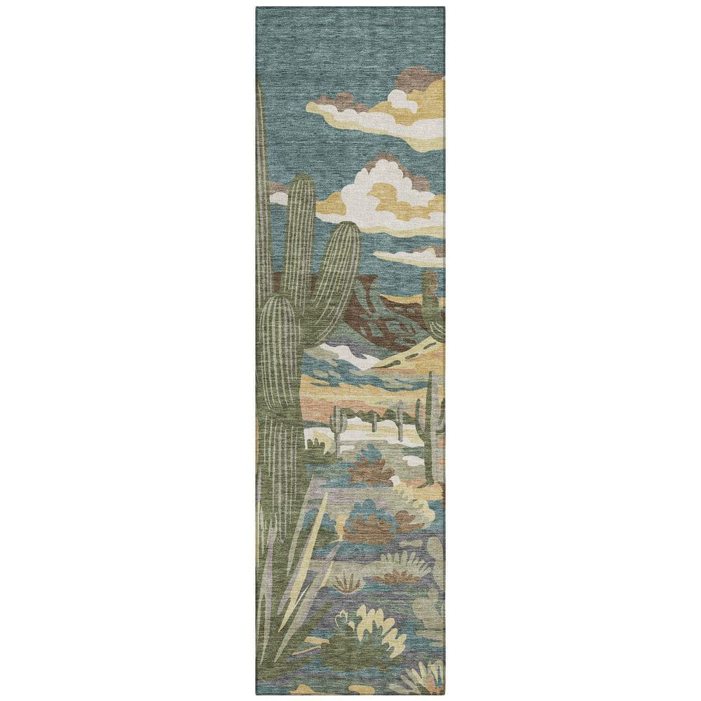 Chantille Machine Washable Indoor/Outdoor Abstract ACN2496 Teal 2 ft. x 7 ft. Runner Rug price history on PriceWatchPro