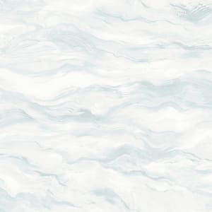 Cirrus Blue Wave Fabric Pre-Pasted Matte Strippable Wallpaper