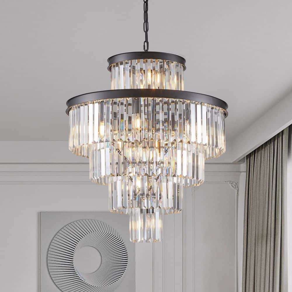 15-Light Black 5-Tier Luxury Crystal Chandelier Ceiling Lighting for Living Room Dining Room Bedroom Hallway price history on PriceWatchPro