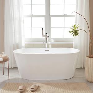 Bordeaux 59 in. x 29.5 in. Soaking Bathtub with Center Drain in White/Polished Chrome