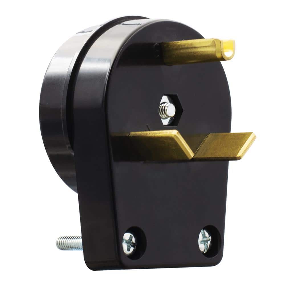 Black 50 Amp Tamper Resistant Single Outlet Plug